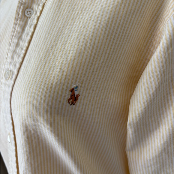 Polo Ralph Lauren Vintage Custom Preppy Yellow Stripe Classic Oxford Shirt Sz S - Picture 3 of 8